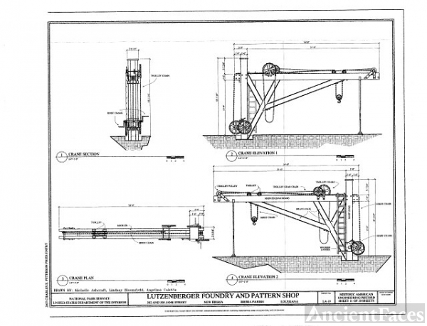 Crane Elevation, Section, and Plan - Lutzenberger Foundry...