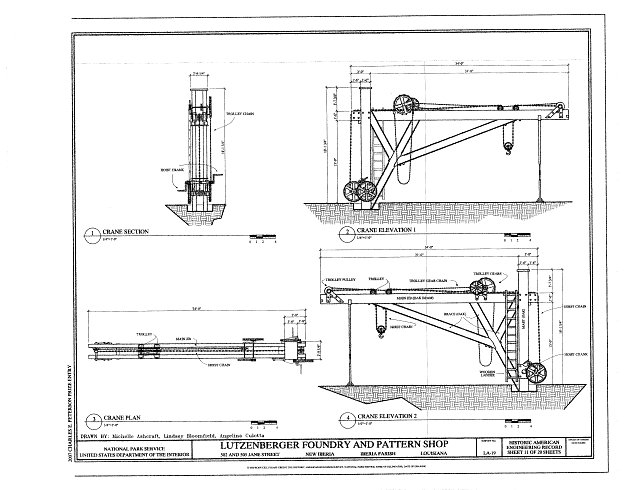 Crane Elevation, Section, and Plan - Lutzenberger Foundry...