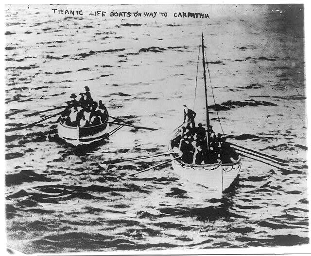 TITANIC life boats on way to CARPATHIA