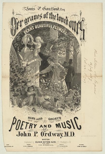 O'er graves of the loved ones Poetry and music by John P....