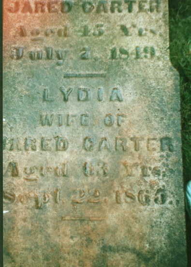 Jared Carter and Lydia Ames gravestone