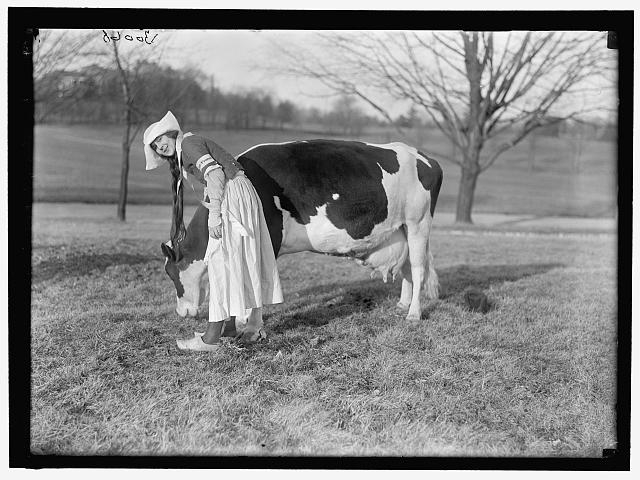 ECKLES, VIRGINIA. IN DUTCH DAIRY-MAID COSTUME, WITH COW