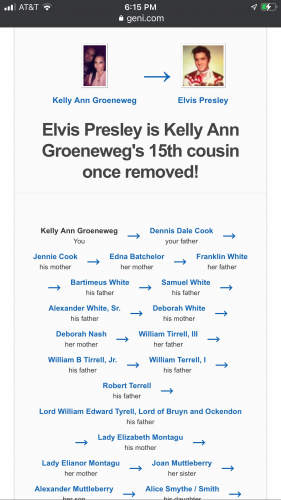 15th cousin to Elvis Presley 