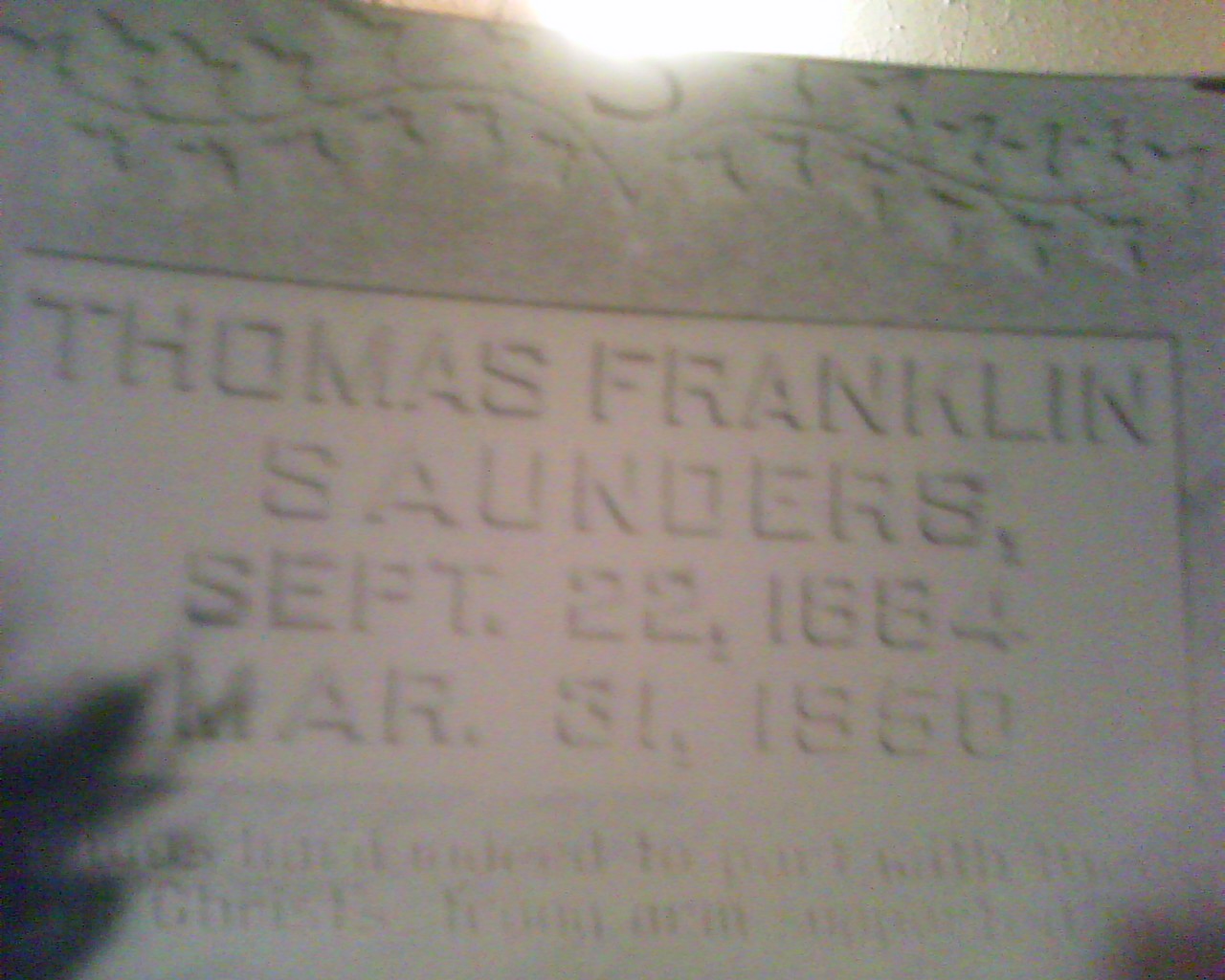 Gravestone of Thomas Franklyn Saunders