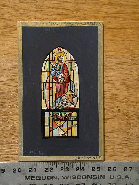 [Design drawing for stained glass window "St. Luke the...