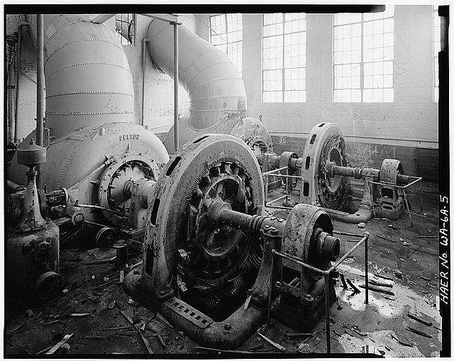 5. VIEW SHOWING GENERATORS, TURBINES AND PENSTOCKS,...