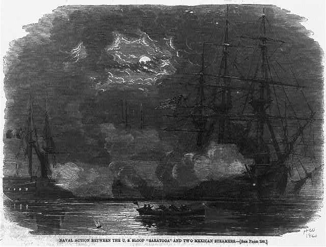 Naval action between the U.S. Sloop SARATOGA and two...
