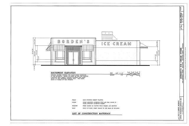 Southwest Elevation - Borden's Ice Cream Store, 1103...