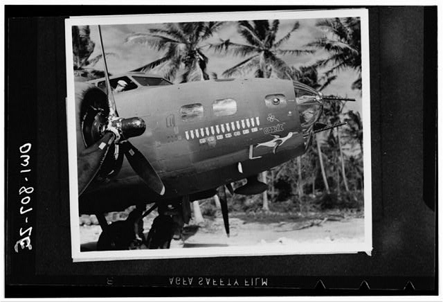 The Flying Fortress Goonie has seven Jap Zeros to her...