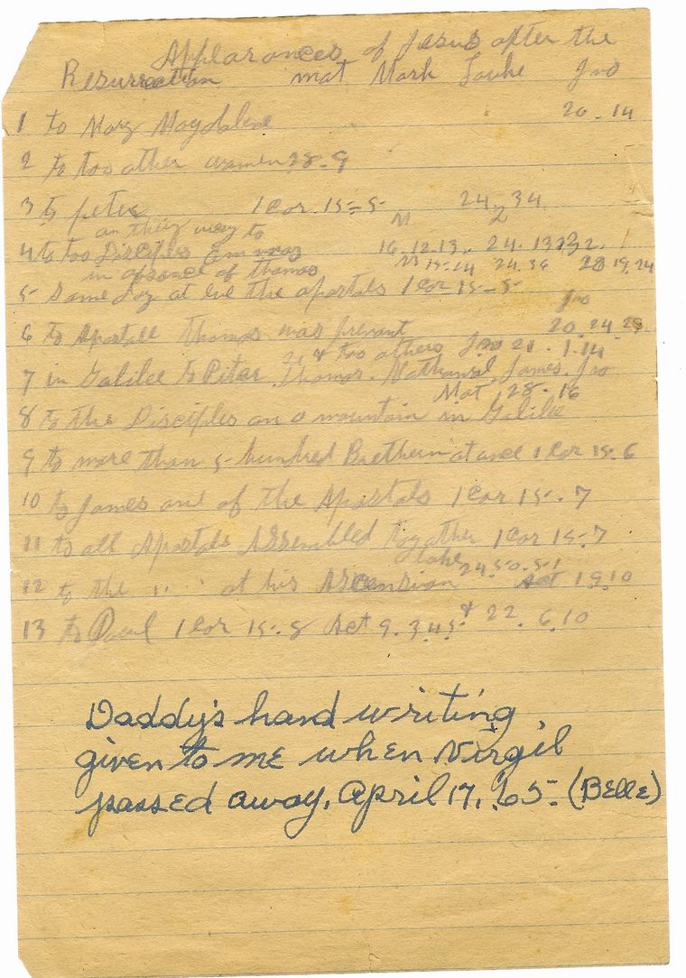 NOTE IN HAND OF VIRGIL MARKWOOD GRIMES-1 OF 2