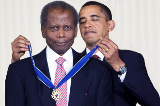 Sidney Poitier getting the Medal of Freedom.