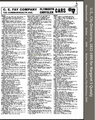 Margaret E. (Hehir) Quealey--U.S., City Directories, 1822-1995(1934)