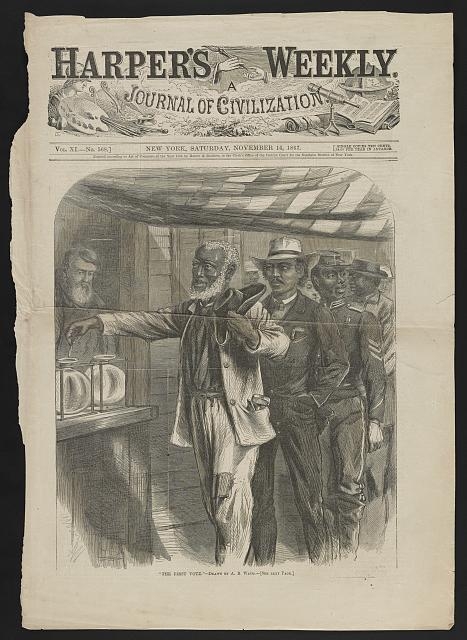 "The first vote" / AW ; drawn by A.R. Waud.