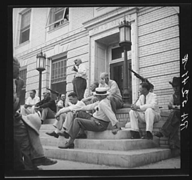 Meeting on courthouse steps. Baca County, Colorado....