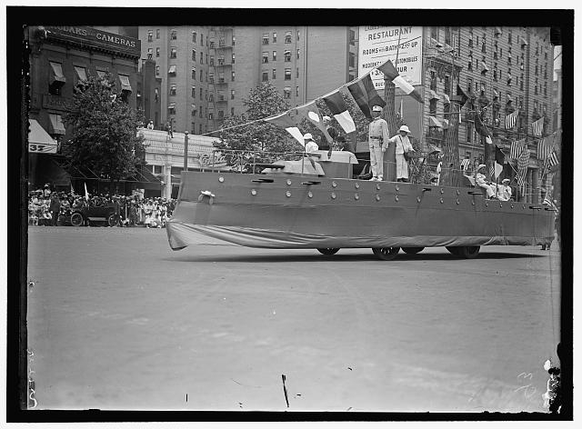 PREPAREDNESS PARADE. FLOAT LIKE BATTLESHIP