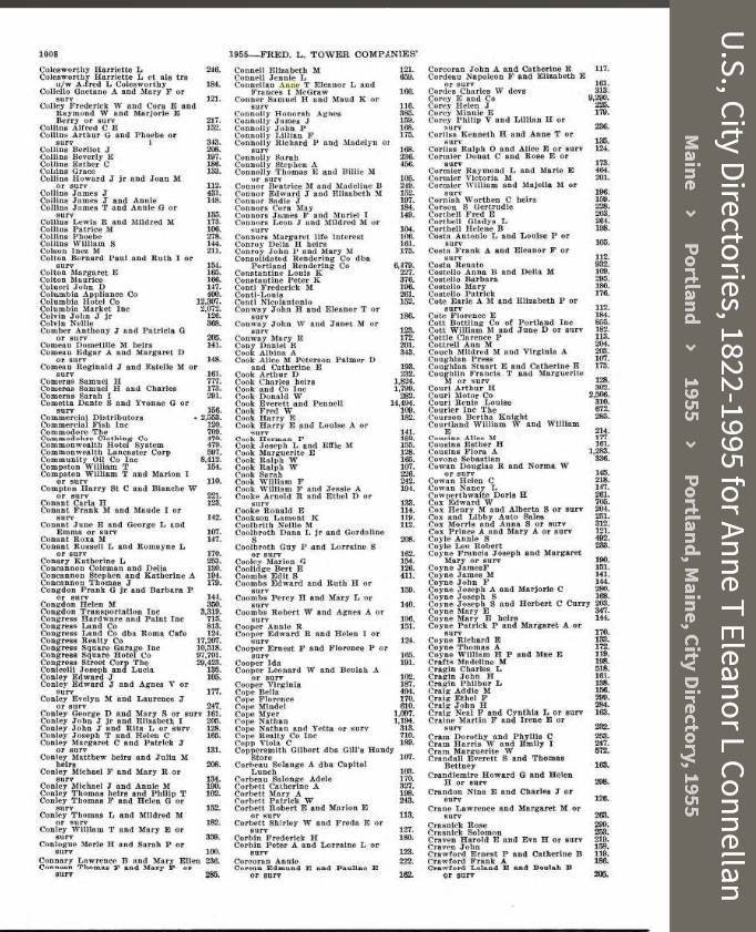 Anne Theresa Connellan--U.S., City Directories, 1822-1995(1955)