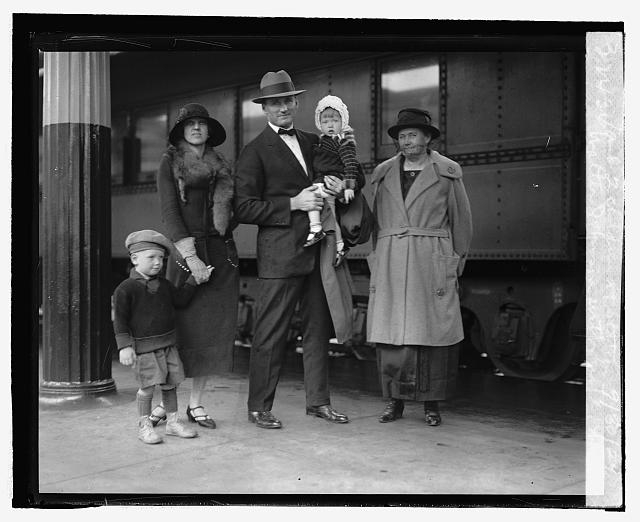 Walter Johnson with his wife, mother and 2 children at...