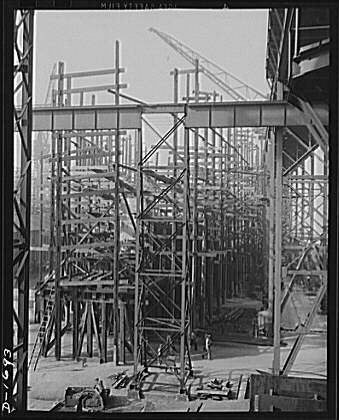 Shipbuilding (Newport News). Behind all the scaffolding a...