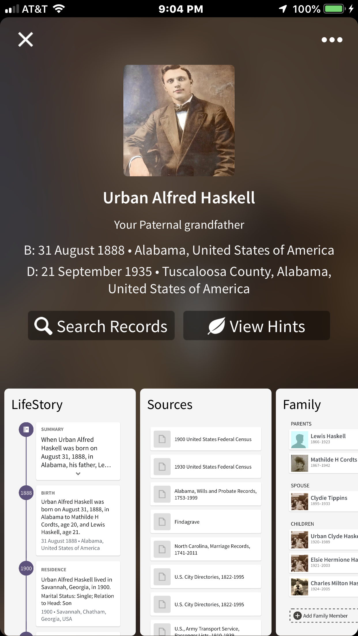 Urban Alfred Haskell, Ancestry
