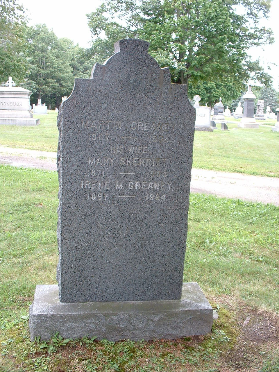 Irene Mary Greaney--gravestone 2