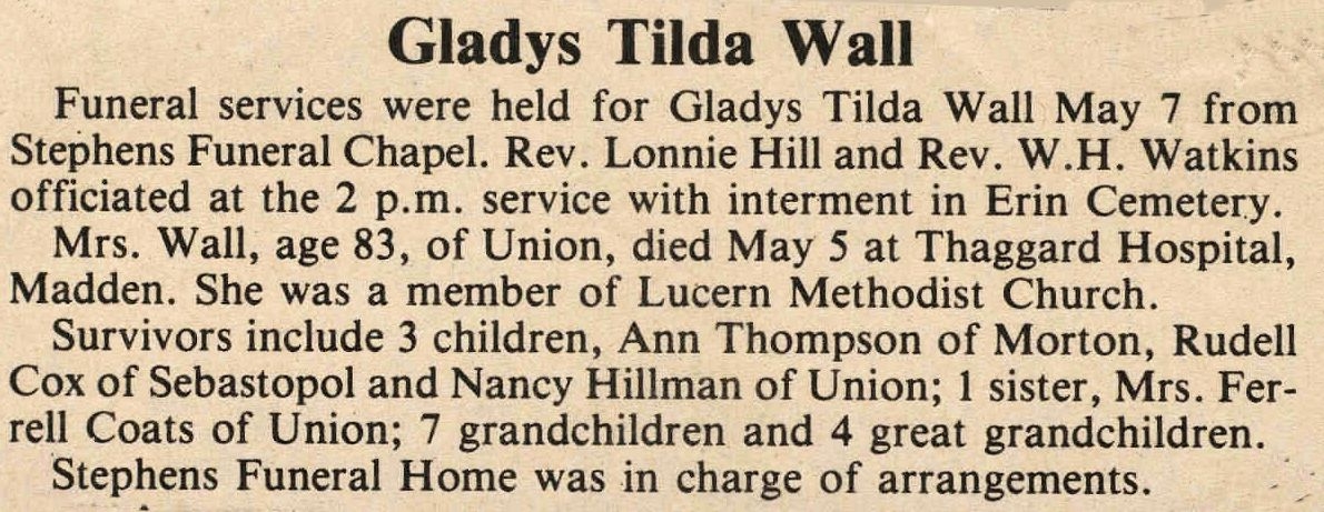 Gladys Tilda Sessums Obituary