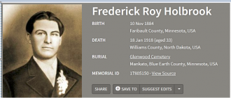 Frederick Roy Holbrook 1884 - 1918