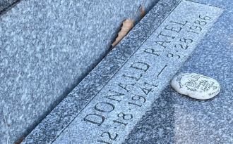 Detail of Headstone plus a Remembrance Stone.