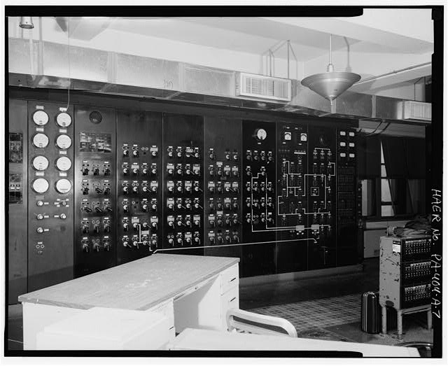 View southeast of main supervisory board showing panels 3...