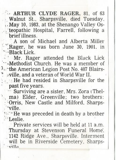 Arthur C Rager Obituary