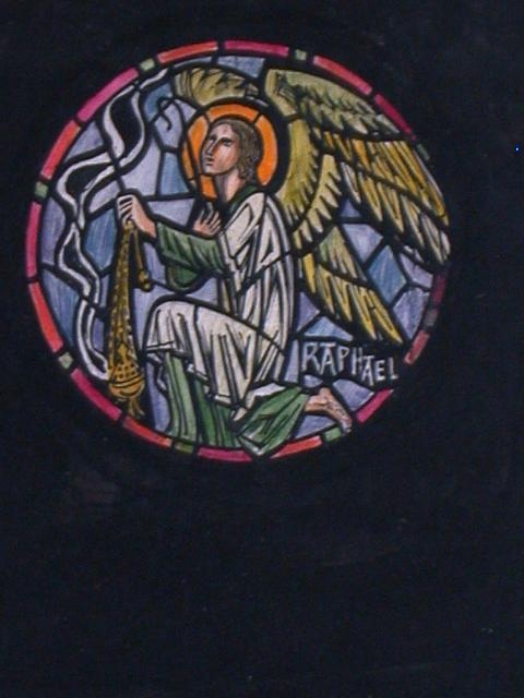 [Design drawing for stained glass tondo window of Raphael]