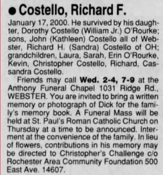Richard Francis Costello Obituary 