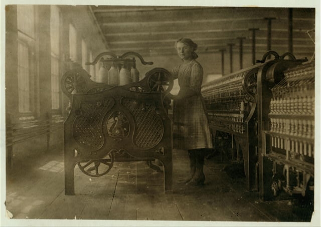 Annie Dugas, spinner at machine on top floor of Glenallen...