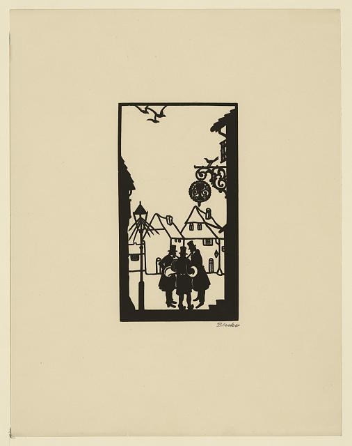 [Silhouette of three men gathered in a square]