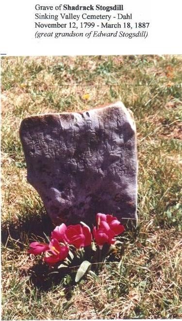 Shadrack Stogsdill's grave stone