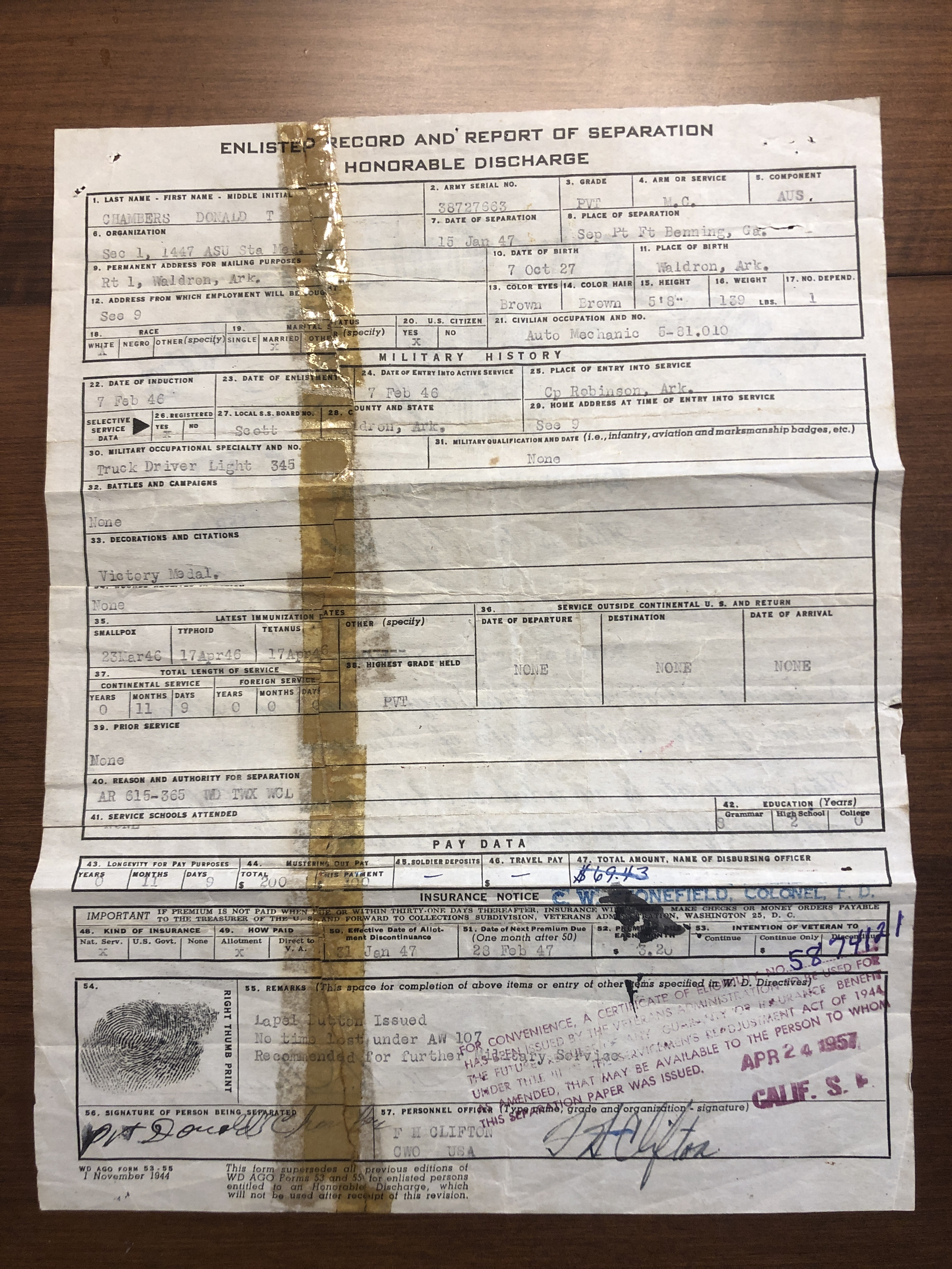 US Army Discharge  