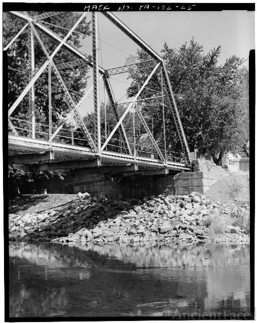 25. EAST ABUTMENT, SHOWING STONE MASONRY WING WALL,...