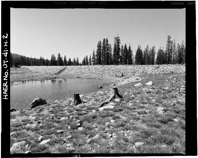 2. OVERALL VIEW OF DAM, SHOWING UPSTREAM FACE, LOOKING...