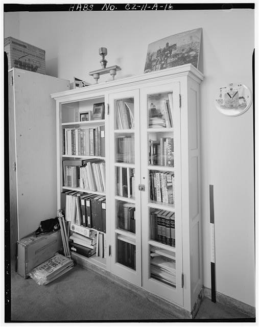 Interior view of built-in bookcase, facing southwest. -...