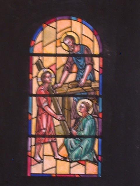 [Design drawing for stained glass window showing Young...