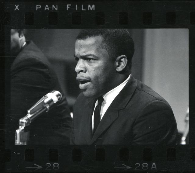 [John Lewis speaking at a meeting of American Society of...