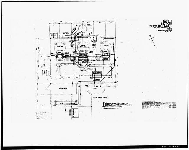 44. Photograph of a line drawing. '[PLAN LAYOUT OF] PART...
