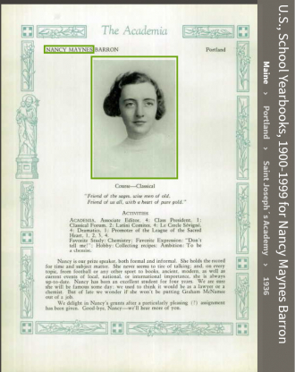 Nancy Maynes Barron--U.S., School Yearbooks, 1900-1999(1936)