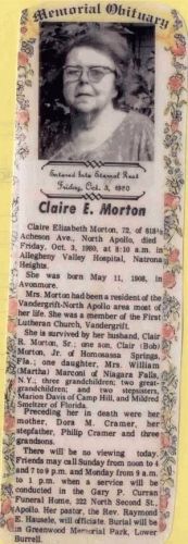 Obituary of Claire Elizabeth Morton
