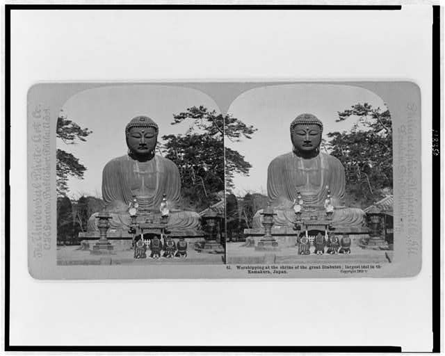 Worshipping at the shrine of the great Diabutsu; largest...