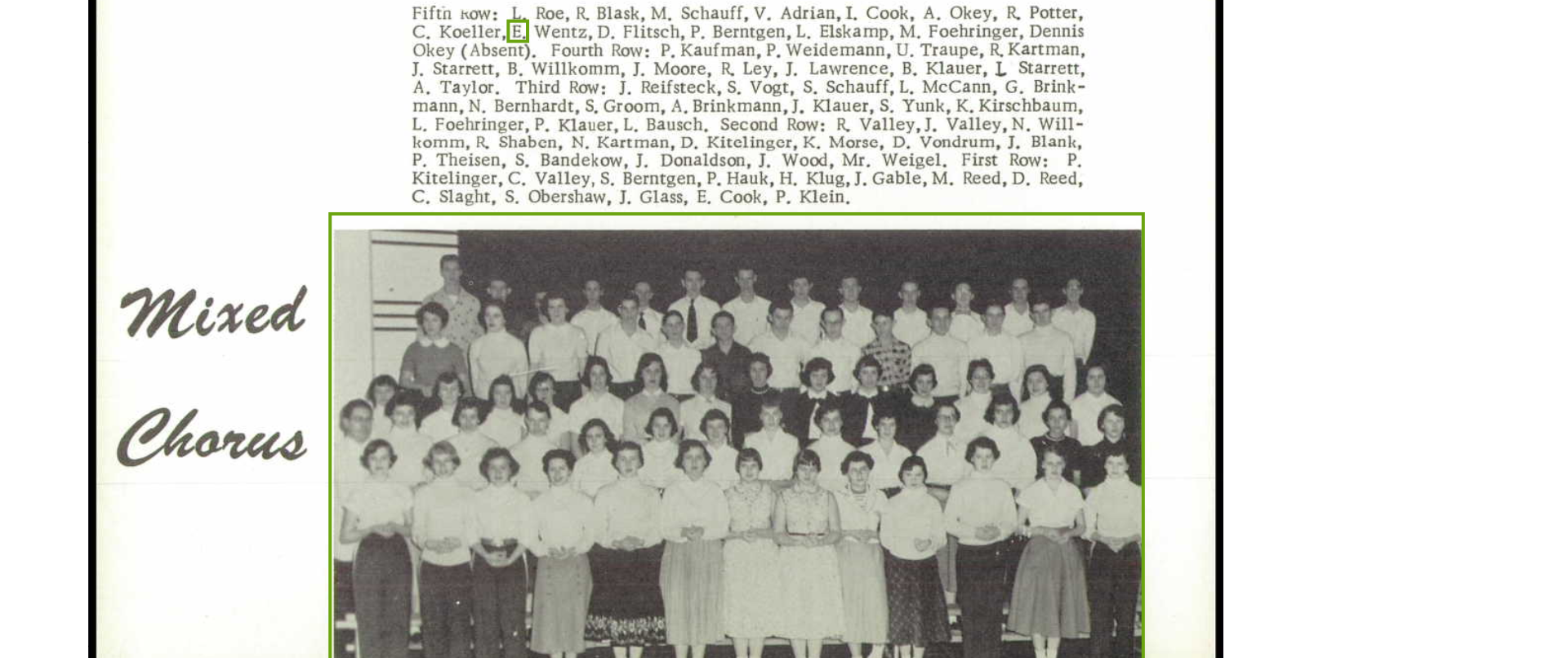 Edward Alvin Wentz--U.S., School Yearbooks, 1900-1999(1956)mixed chorus