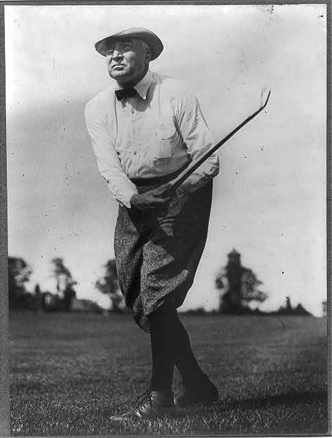 [Warren G. Harding, full length, facing left, swinging...