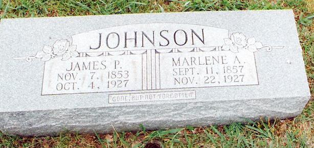 Tombstone of James Preston and Marlena Jane Johnson