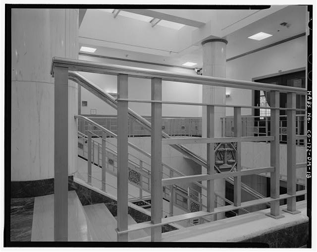 Railing detail, stairs from first floor to ground floor -...