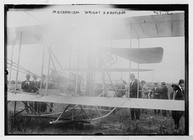 Wright aeroplane, on field