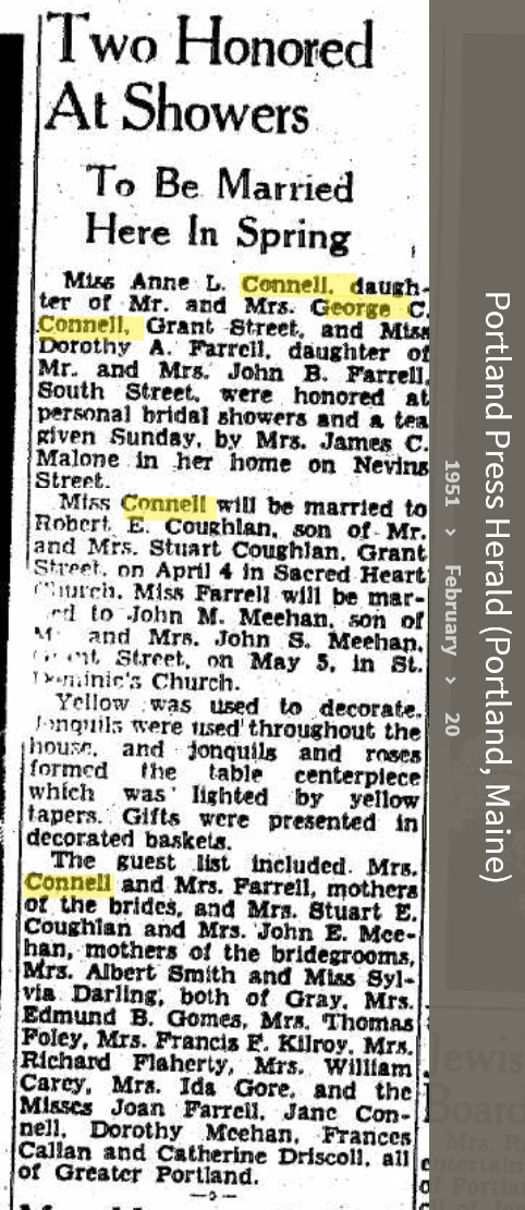 Louise Marie Hagen-Connell--Portland Press Herald (Portland, Maine) (20 feb 1951)